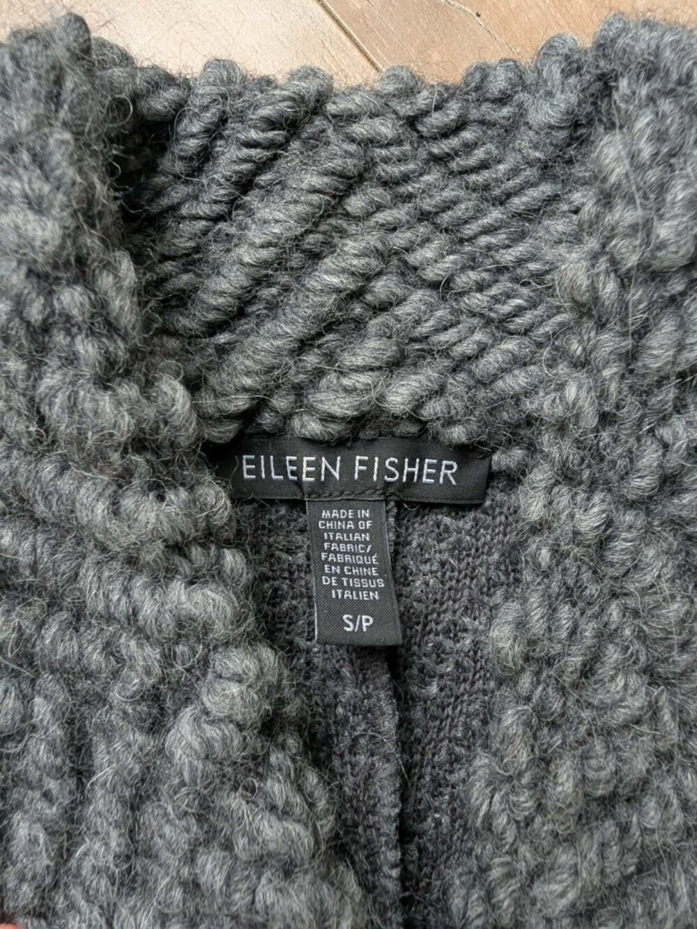 Eileen Fisher Virgin Wool Alpaca Chevron Knit Stand Collar Coat Jacket Small - Picture 5 of 9